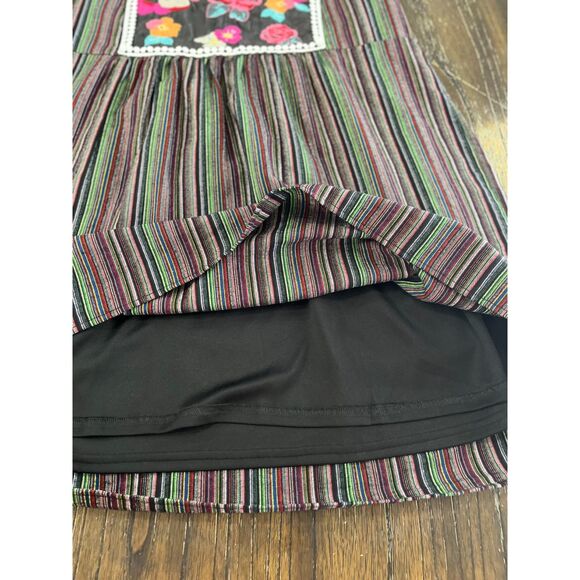 Savanna Jane Embroidered Boho Dress Black Multi Stripe Floral Size Small NWT - Picture 10 of 12